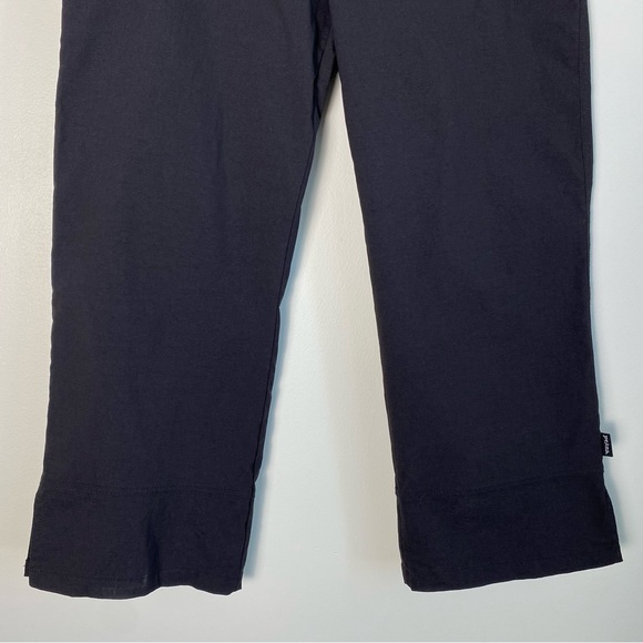 prAna Bliss Wide Leg Black Capri Pants Split Hem Drawstring  Small Nylon Outdoor - Picture 3 of 13